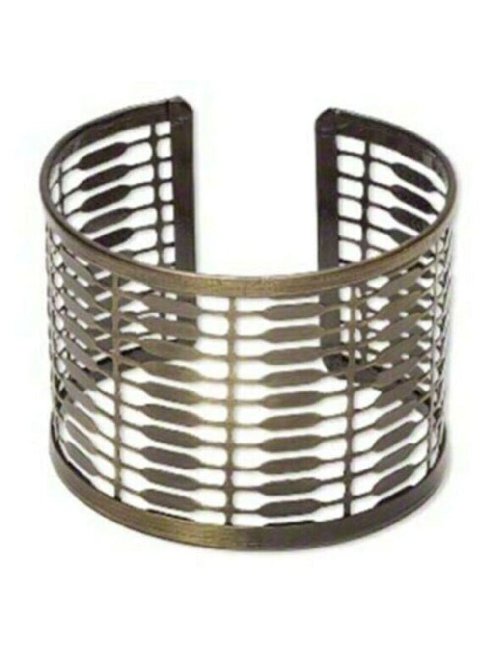 Mid Century Steampunk Style Antiqued Brass Steel Wide Customizable Cuff Bracelet